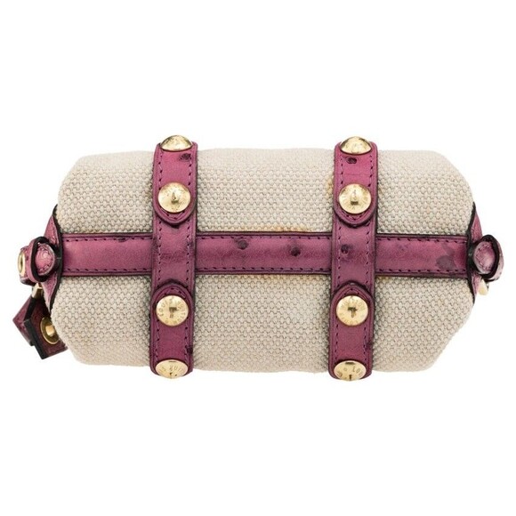 Louis Vuitton Toile Trianon Canvas and Raspberry Ostrich Sac de Nuit GM Bag - Picture 3 of 10